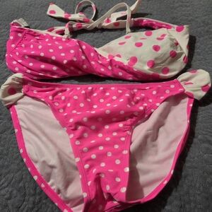 Pink Polka Dot Bikini Set,OP Brand So Cute